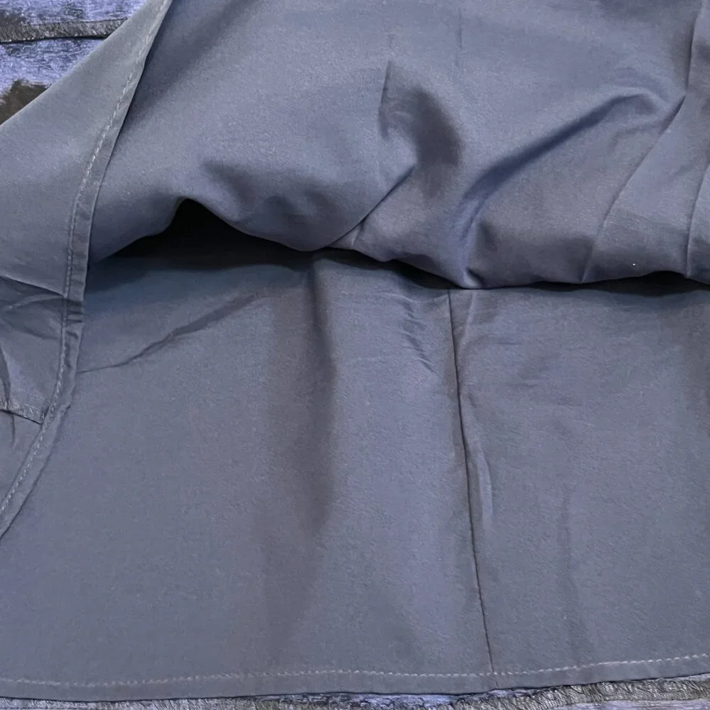 Leslie Fay Blue Fit & Flare Dress 16 Paisley Hem Sleeveless Party Made in USA - Picture 10 of 10